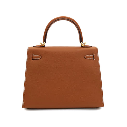 HERMES KELLY 25 SELLIER GOLD EPSOM HAND SHOULDER BAG B GHW 90301628 - PURPOSE