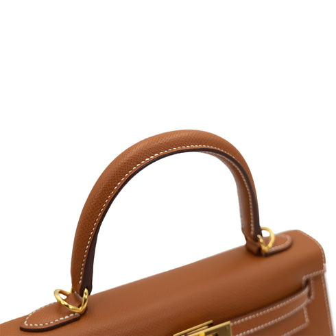 HERMES KELLY 25 SELLIER GOLD EPSOM HAND SHOULDER BAG B GHW 90301628 - PURPOSE