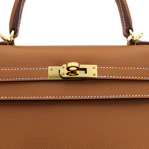 HERMES KELLY 25 SELLIER GOLD EPSOM HAND SHOULDER BAG B GHW 90301628 - PURPOSE
