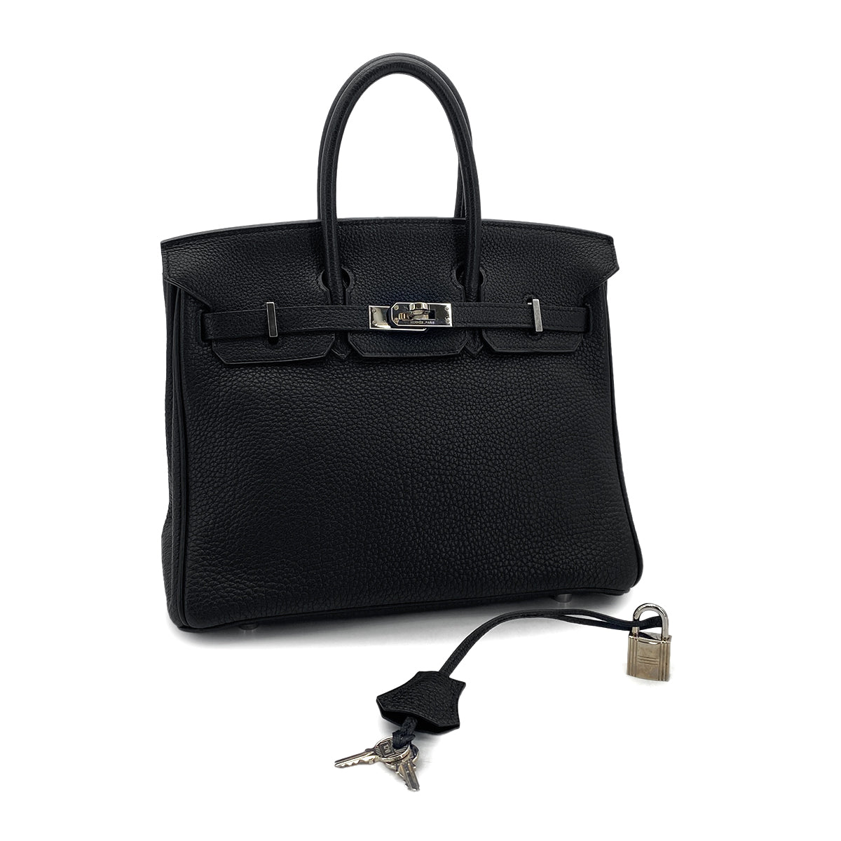 HERMES BIRKIN 25 BLACK TOGO HAND BAG □L SHW 90301630