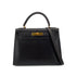 HERMES KELLY 28 SELLIER EBENE BOX CALF HAND SHOULDER BAG 〇U GHW 90301631 - PURPOSE