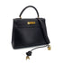 HERMES KELLY 28 SELLIER EBENE BOX CALF HAND SHOULDER BAG 〇U GHW 90301631 - PURPOSE
