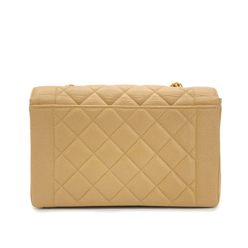 CHANEL VINTAGE MATELASSE CHAIN SHOULDER BAG BEIGE CAVIAR SKIN 90301634 - PURPOSE