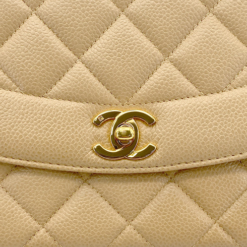 CHANEL VINTAGE MATELASSE CHAIN SHOULDER BAG BEIGE CAVIAR SKIN 90301634 - PURPOSE