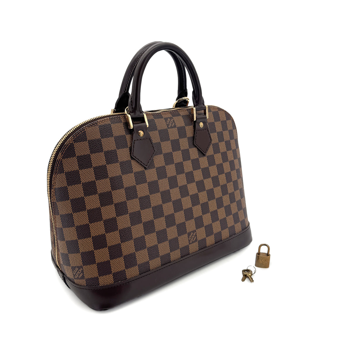 LOUIS VUITTON DAMIER ALMA HAND BAG EBENE CANVAS N51131 90301648