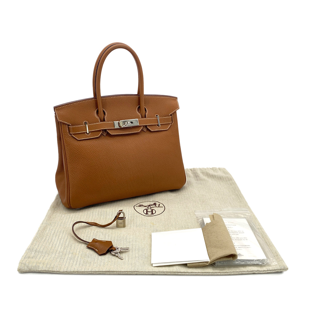 HERMES BIRKIN 30 GOLD TOGO HAND BAG □H SHW 90301652