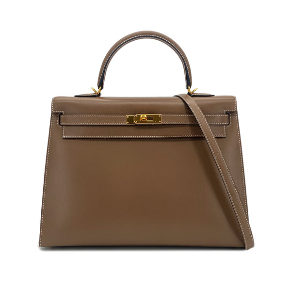 HERMES KELLY 35 SELLIER ETOUPE VEAU TADELAKT HAND SHOULDER BAG A GHW 90301655 - PURPOSE