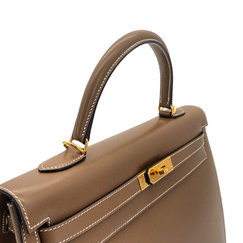 HERMES KELLY 35 SELLIER ETOUPE VEAU TADELAKT HAND SHOULDER BAG A GHW 90301655 - PURPOSE