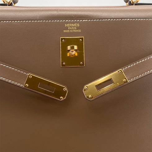 HERMES KELLY 35 SELLIER ETOUPE VEAU TADELAKT HAND SHOULDER BAG A GHW 90301655 - PURPOSE