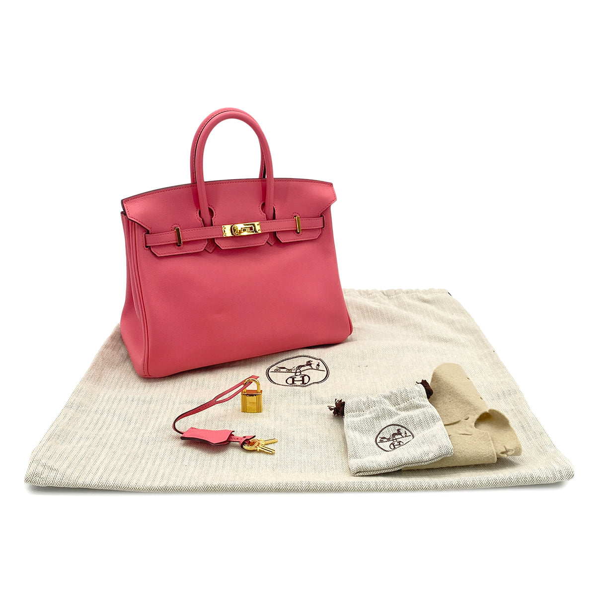 HERMES BIRKIN 25 ROSE AZALEE VEAU SWIFT HAND BAG A GHW 90301657