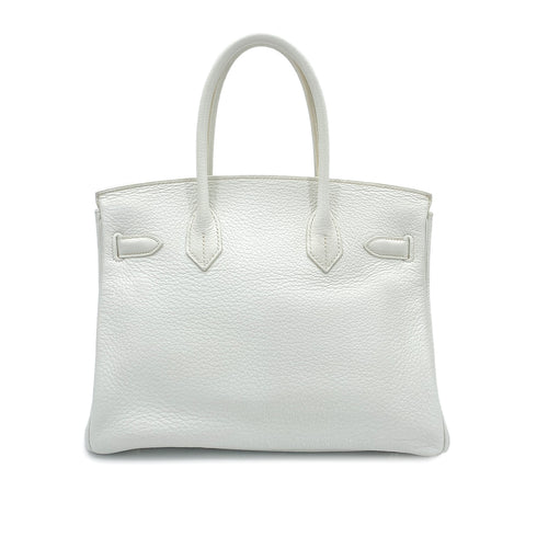 HERMES BIRKIN 30 WHITE TAURILLON CLEMENCE HAND BAG □N SHW 90301658 - PURPOSE