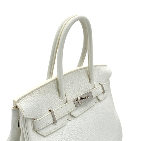 HERMES BIRKIN 30 WHITE TAURILLON CLEMENCE HAND BAG □N SHW 90301658 - PURPOSE