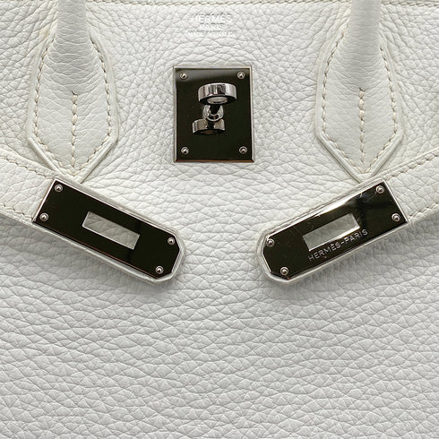 HERMES BIRKIN 30 WHITE TAURILLON CLEMENCE HAND BAG □N SHW 90301658 - PURPOSE