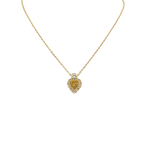 CHRISTIAN DIOR NECKLACE LOGO HEART RHINESTONE GOLD ACCESSORY 90301662 - PURPOSE