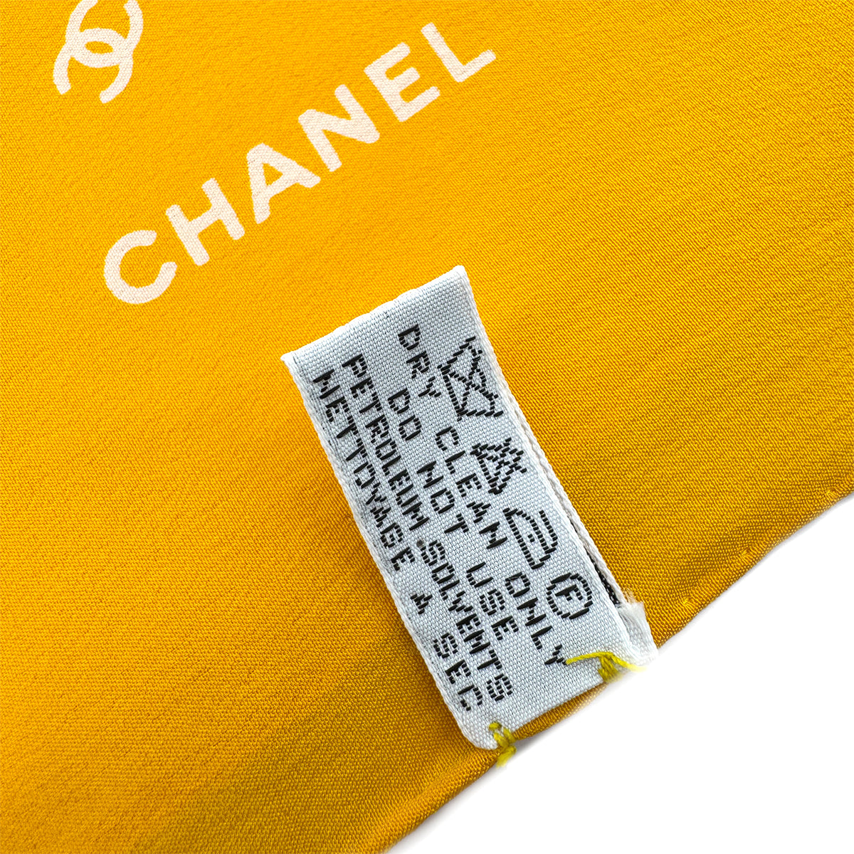 CHANEL VINTAGE COCOMARK SCARF YELLOW SILK 90301664