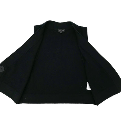 CHANEL COCOMARK BIJOU BUTTON KNIT VEST BLACK CASHMERE 40 P73 RTW 90301668 - PURPOSE