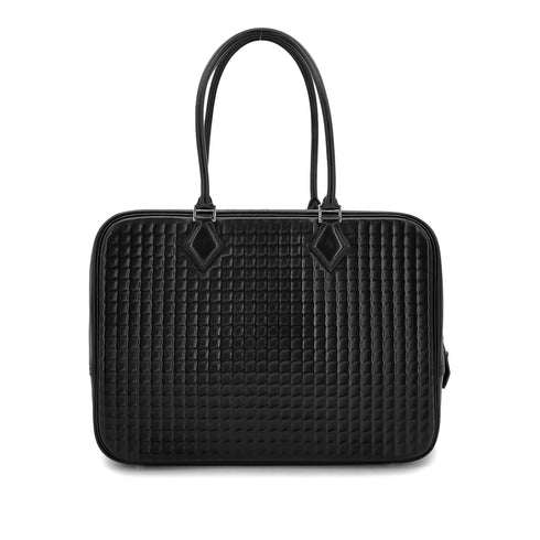 HERMES PLUME 32 HAND BAG WAFFLE DEUTCH BLACK □G SHW 90301694 - PURPOSE