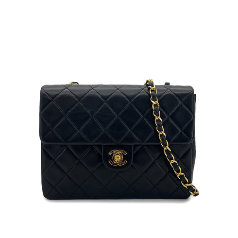 CHANEL VINTAGE MINI MATELASSE CHAIN SHOULDER BAG BLACK LAMB SKIN 90301695 - PURPOSE