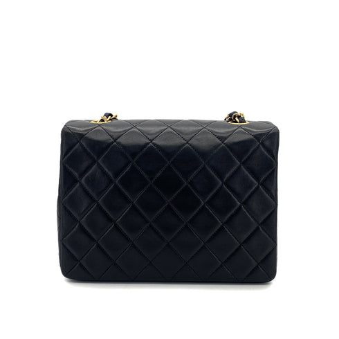 CHANEL VINTAGE MINI MATELASSE CHAIN SHOULDER BAG BLACK LAMB SKIN 90301695 - PURPOSE