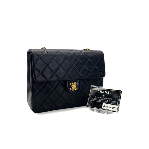 CHANEL VINTAGE MINI MATELASSE CHAIN SHOULDER BAG BLACK LAMB SKIN 90301695 - PURPOSE