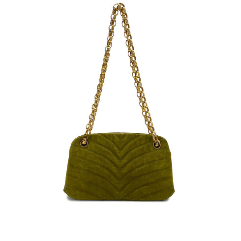CHANEL VINTAGE BIJOU CHAIN SHOULDER BAG KAHKI CANVAS 90301698 - PURPOSE