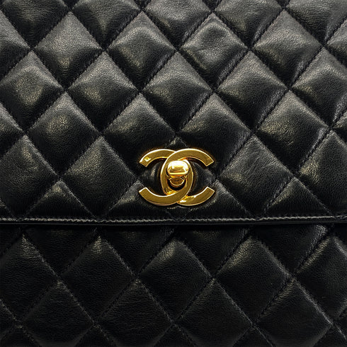 CHANEL VINTAGE MATELASSE CHAIN SHOULDER BAG BLACK LAMB SKIN 90301699 - PURPOSE