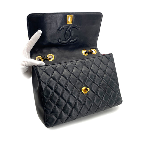 CHANEL VINTAGE MATELASSE CHAIN SHOULDER BAG BLACK LAMB SKIN 90301699 - PURPOSE