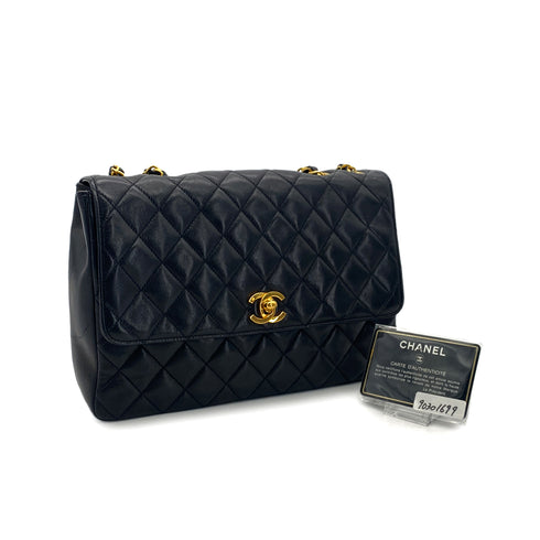 CHANEL VINTAGE MATELASSE CHAIN SHOULDER BAG BLACK LAMB SKIN 90301699 - PURPOSE