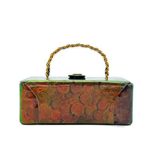 CHANEL VINTAGE COIN PATTERN HAND BAG GREEN ENAMEL 90301700 - PURPOSE