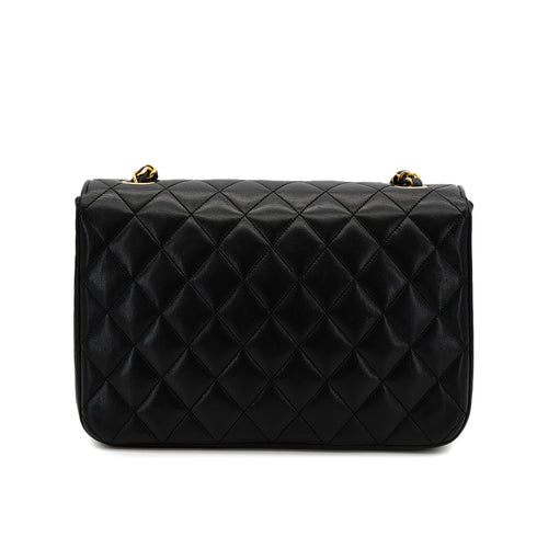 CHANEL VINTAGE MATELASSE HALF MOON CHAIN SHOULDER BAG BLACK LAMB SKIN 90301701 - PURPOSE