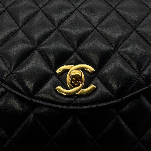 CHANEL VINTAGE MATELASSE HALF MOON CHAIN SHOULDER BAG BLACK LAMB SKIN 90301701 - PURPOSE