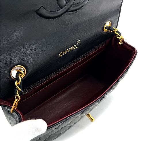CHANEL VINTAGE MATELASSE HALF MOON CHAIN SHOULDER BAG BLACK LAMB SKIN 90301701 - PURPOSE