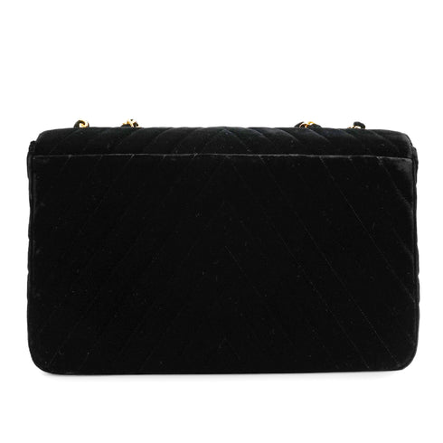 CHANEL VINTAGE MAXI CHEVRON CHAIN SHOULDER BAG BLACK VELOR 90301702 - PURPOSE