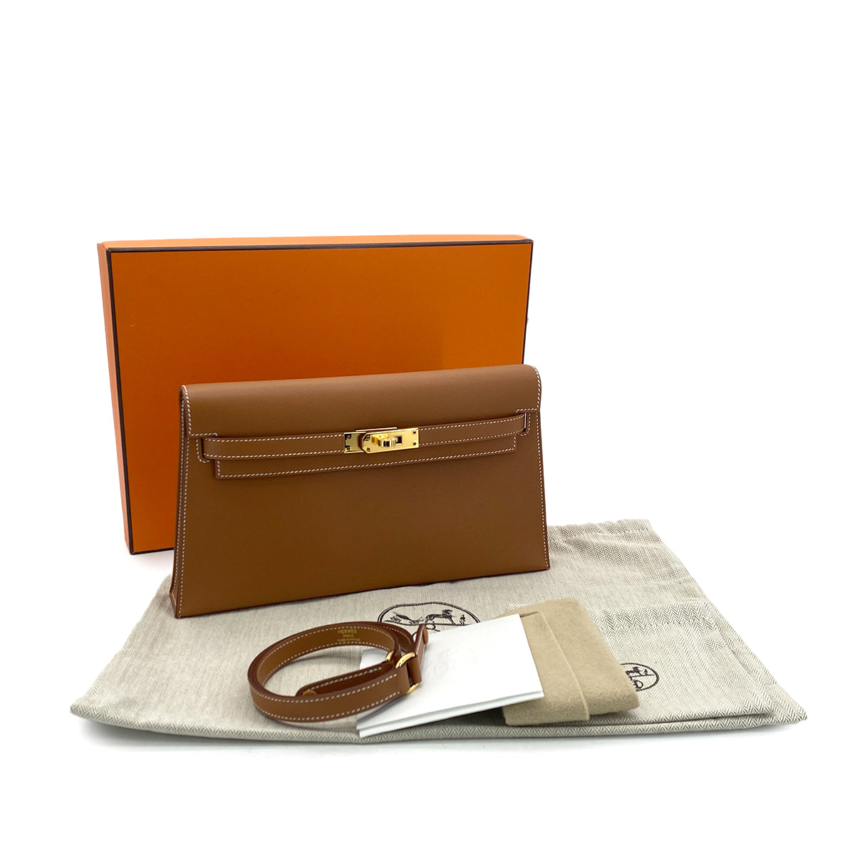 HERMES KELLY ELAN GOLD VEAU MADAME CLUTCH SHOULDER BAG B GHW 90301704