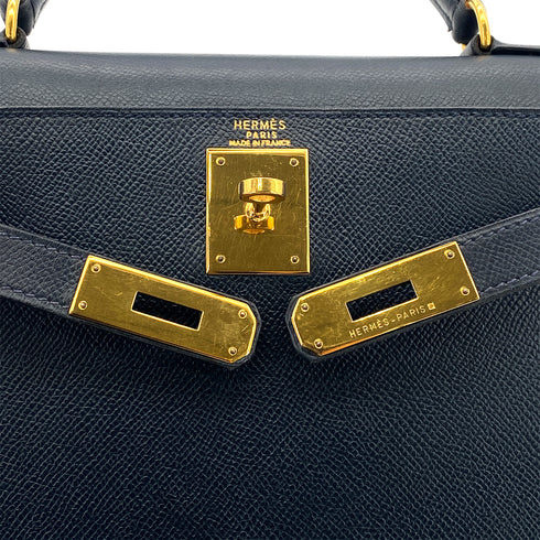 HERMES KELLY 28 SELLIER BLUE MARINE COUCHEVEL HAND SHOULDER BAG 〇Y GHW 90301705 - PURPOSE