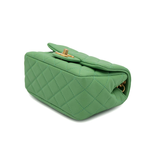 CHANEL MINI MATELASSE CHAIN SHOULDER BAG GREEN LAMB SKIN 90301708 - PURPOSE