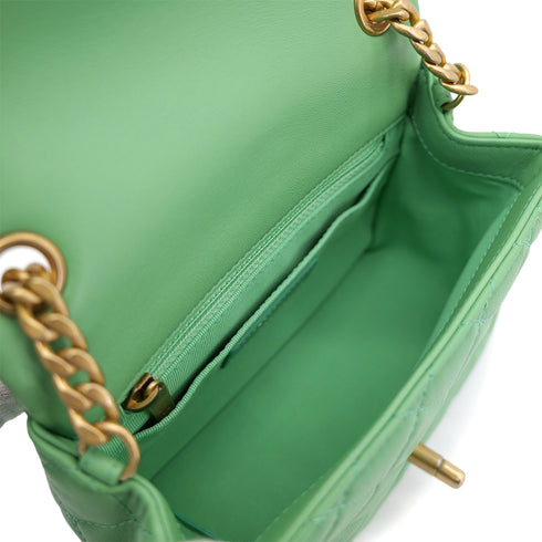 CHANEL MINI MATELASSE CHAIN SHOULDER BAG GREEN LAMB SKIN 90301708 - PURPOSE