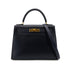 HERMES KELLY 28 SELLIER BLUE INDIGO BOXCALF HAND SHOULDER BAG □C GHW 90301712 - PURPOSE