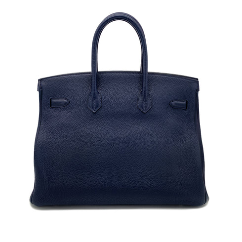 HERMES BIRKIN 35 VERSO BLUE NUIT ROSE PURPLE TAURILLON CLEMENCE HAND BAG A SHW 90301713 - PURPOSE