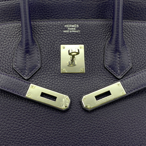 HERMES BIRKIN 35 VERSO BLUE NUIT ROSE PURPLE TAURILLON CLEMENCE HAND BAG A SHW 90301713 - PURPOSE