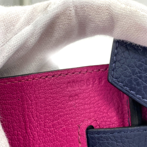 HERMES BIRKIN 35 VERSO BLUE NUIT ROSE PURPLE TAURILLON CLEMENCE HAND BAG A SHW 90301713 - PURPOSE