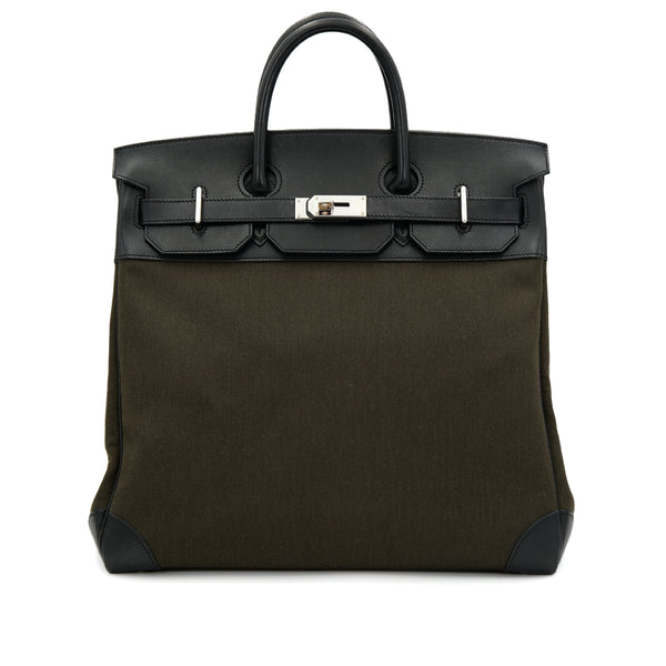 HERMES HAUT A COURROIES 40 BLACK VERT MAQUIS EVERCOLOR TOILE OFFICIER HAND BAG Z SHW 90301717 - PURPOSE