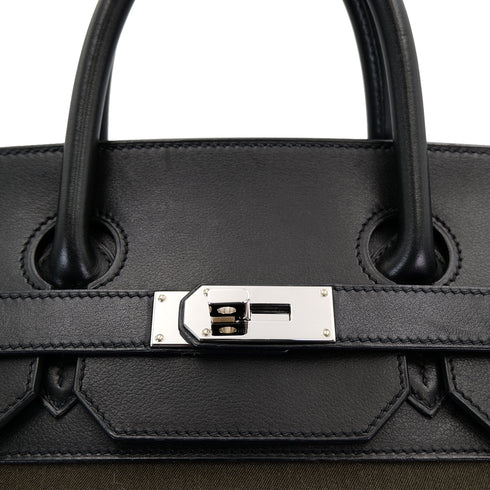 HERMES HAUT A COURROIES 40 BLACK VERT MAQUIS EVERCOLOR TOILE OFFICIER HAND BAG Z SHW 90301717 - PURPOSE