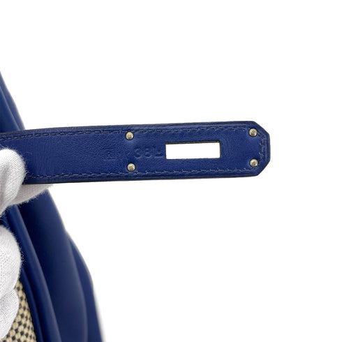 HERMES BIRKIN 35 GHILLIES BLUE SAPHIR SWIFT TOILE H HAND BAG R SHW 90301720 - PURPOSE