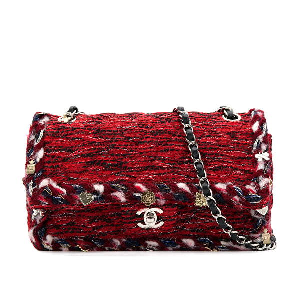 CHANEL MATELASSE CHAIN SHOULDER BAG RED TWEED ICON CHARM 90301722 - PURPOSE