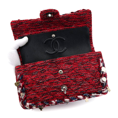 CHANEL MATELASSE CHAIN SHOULDER BAG RED TWEED ICON CHARM 90301722 - PURPOSE
