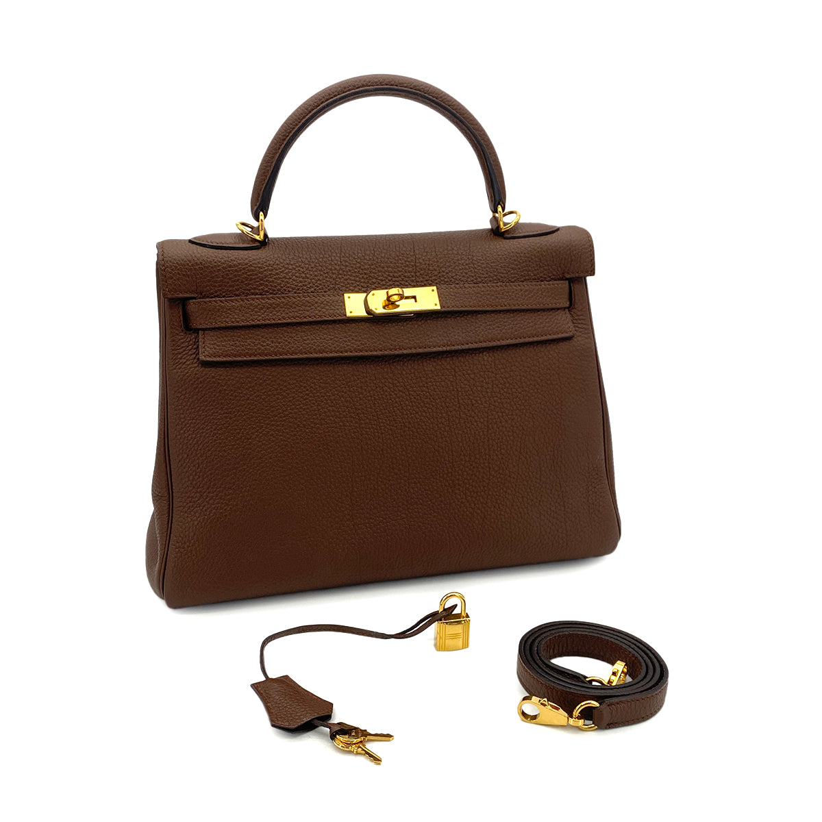 HERMES KELLY 32 RETOURNE BRULEE TOGO HAND SHOULDER BAG □R GHW 90301724