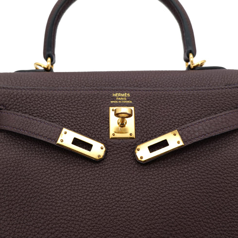 HERMES KELLY 25 RETOURNE ROUGE SELLIER TOGO HAND SHOULDER BAG B GHW 90301725 - PURPOSE