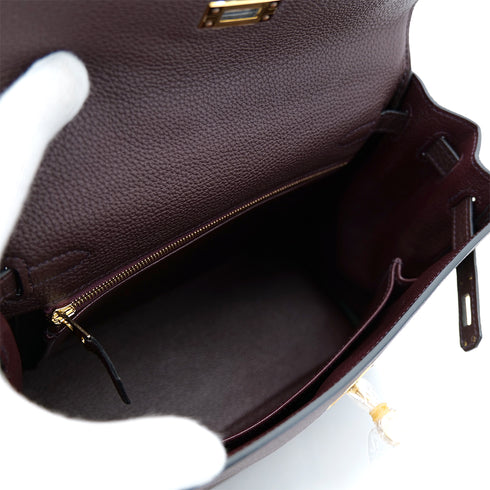 HERMES KELLY 25 RETOURNE ROUGE SELLIER TOGO HAND SHOULDER BAG B GHW 90301725 - PURPOSE