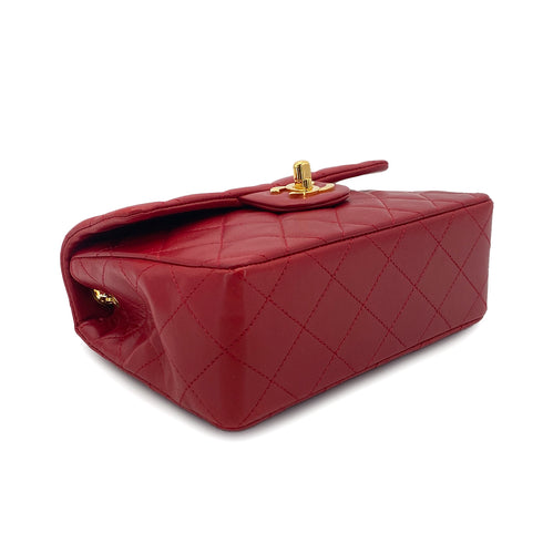 CHANEL VINTAGE MINI SQUARE 17 CHAIN SHOULDER BAG RED LAMB SKIN 90301726 - PURPOSE